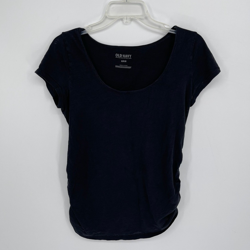 Old Navy Maternity Women's Black Ruched Side Scoop Neck Everyday T-Shirt Size M